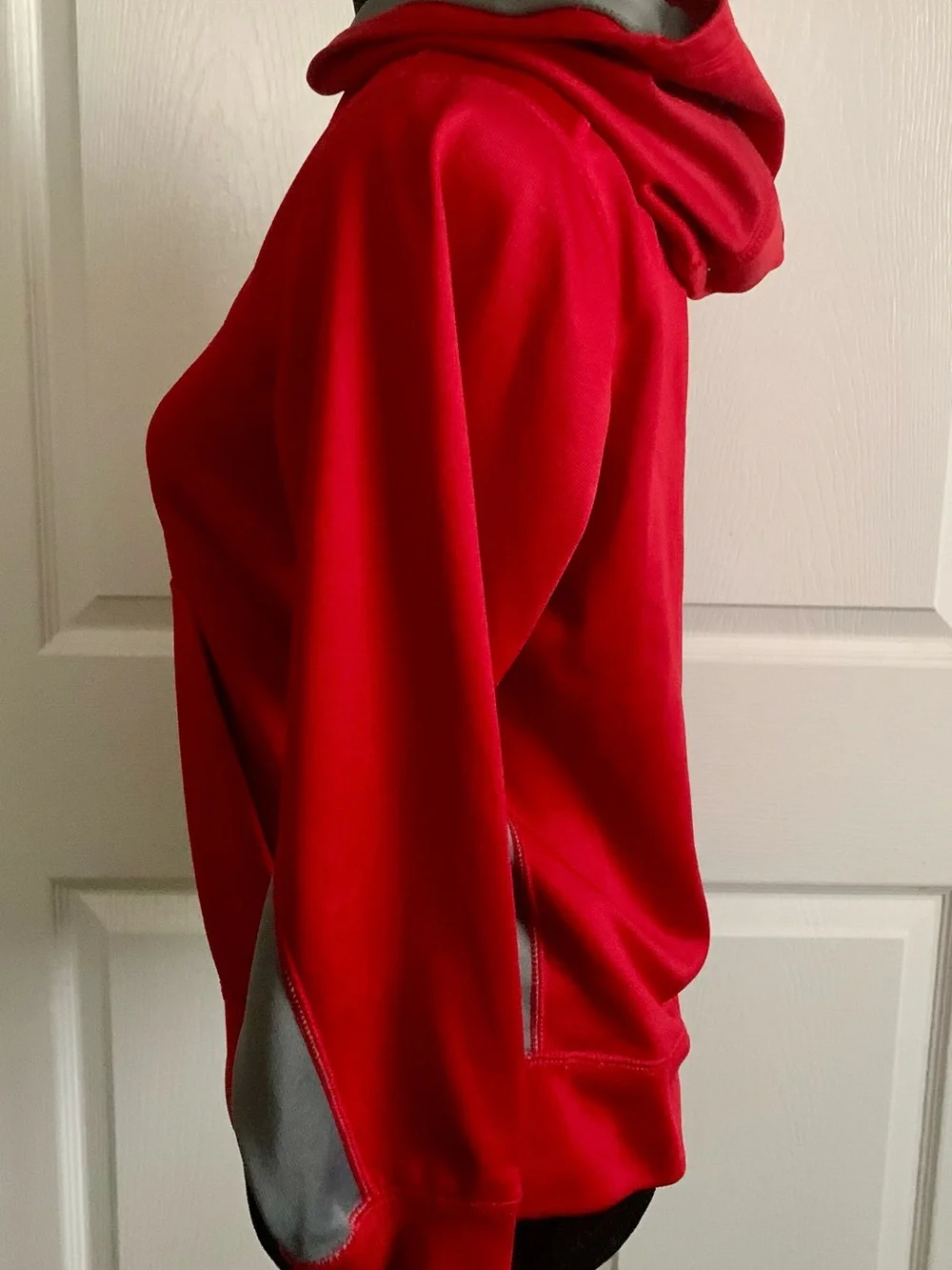 Nike Therma-Fit Red/Grey Athletic Hoodie- Youth Medium with Silver Swoosh